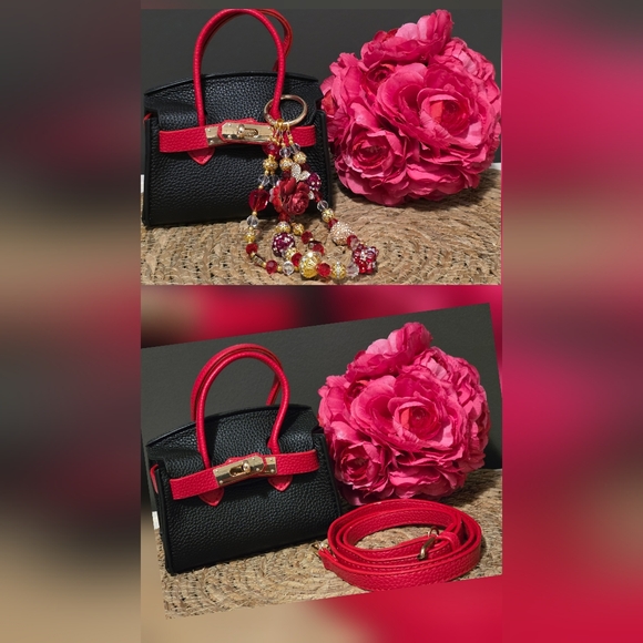 Elegant Mini Baby Birkin Inspired Handbag – Black & Red - Picture 1 of 5